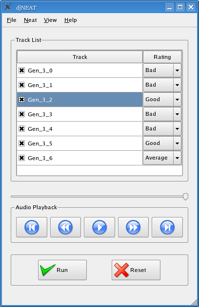 gui djNEAT user interface.